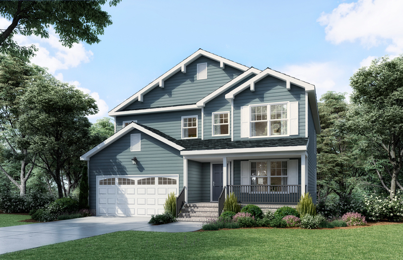 Digital rendering of the exterior of a
                    single-family home