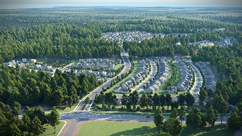 Digital site plan rendering of a country club